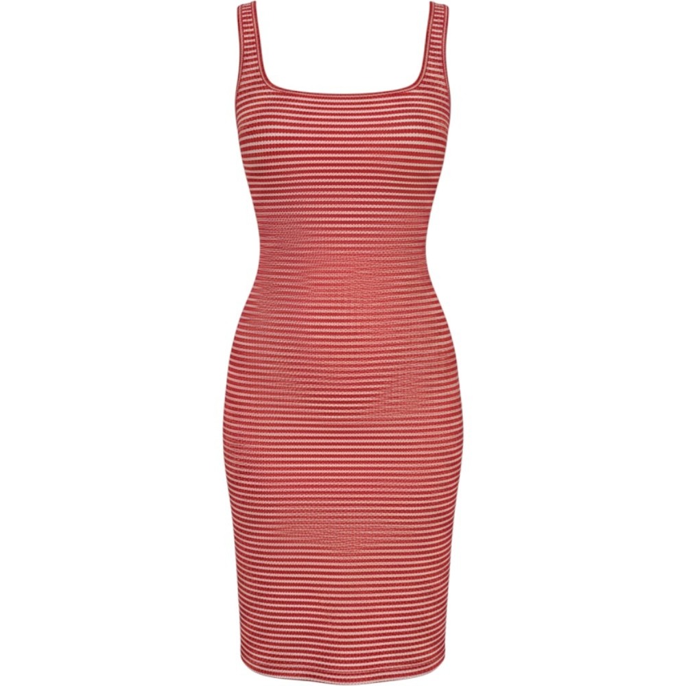Universal Thread Red White Striped Ribbed Mini Dress Scoop Neck Bodycon Medium
